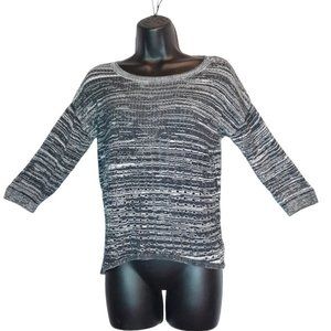 Express Women Medium Black Knit See Through Polka Dots Sweater Blouse Top